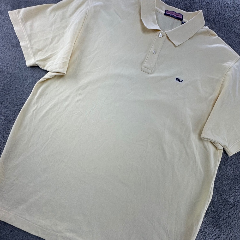 Vineyard Vines Polo Shirt Mens Large Yellow Excellent Short Sleeve Whale Logo